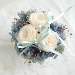 miniバラ&紫陽花のリングピロー【mini size】Pale Blue 4枚目の画像