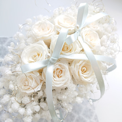 miniバラ&紫陽花のリングピロー【ANTIQUE　white】 10枚目の画像