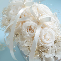 miniバラ&紫陽花のリングピロー【ANTIQUE　white】 3枚目の画像