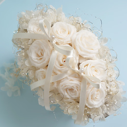 miniバラ&紫陽花のリングピロー【ANTIQUE　white】 4枚目の画像