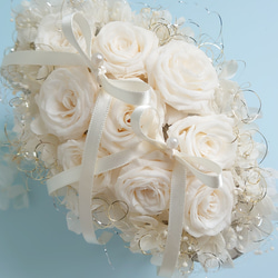 miniバラ&紫陽花のリングピロー【ANTIQUE　white】 5枚目の画像
