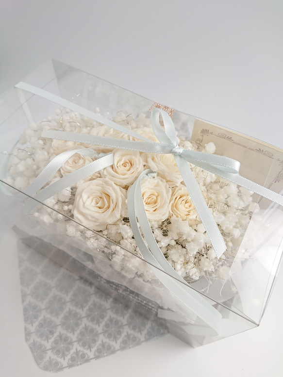 miniバラ&紫陽花のリングピロー【ANTIQUE　white】 9枚目の画像