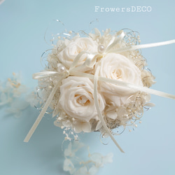 miniバラ&紫陽花のリングピロー【mini size】  Antique white 1枚目の画像
