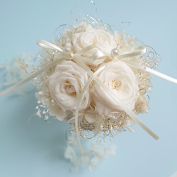 miniバラ&紫陽花のリングピロー【mini size】  Antique white 3枚目の画像