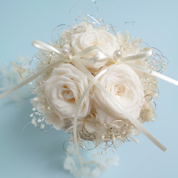 miniバラ&紫陽花のリングピロー【mini size】  Antique white 5枚目の画像