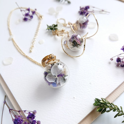 繡球花簡單和日式淡紫色[耳環或耳環和項鍊] 第5張的照片