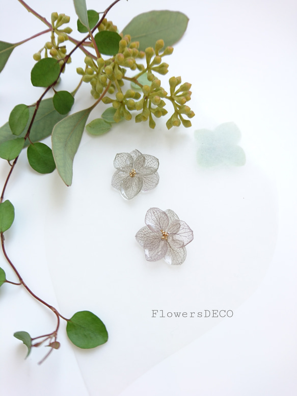 紫陽花シンプル&ヒトフサ霞色【イヤリングorピアス&ネックレス】 4枚目の画像