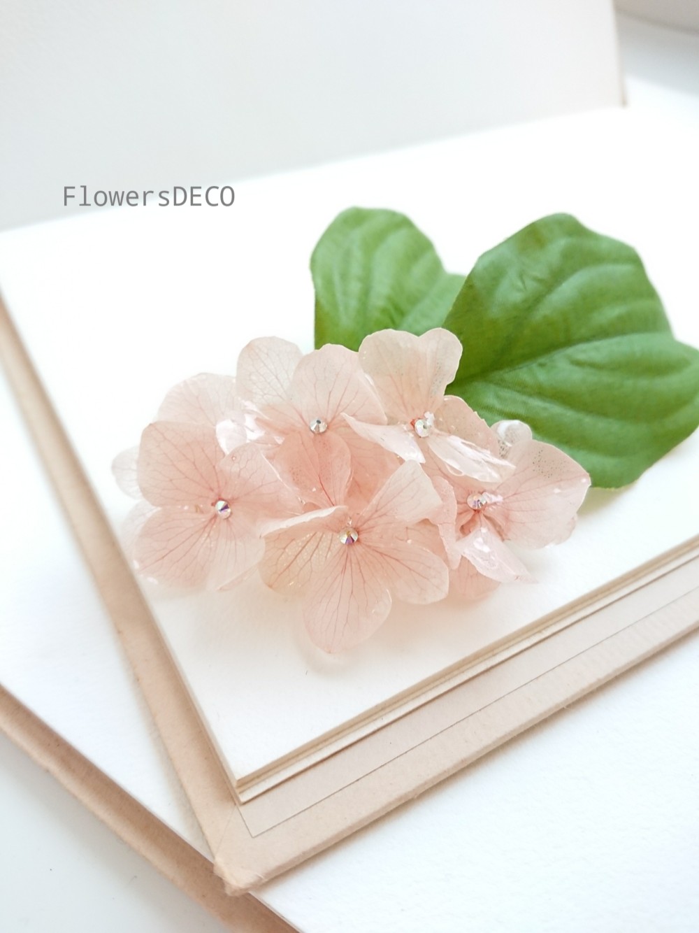 紫陽花ヒトフサ・桜色【バレッタMsize】