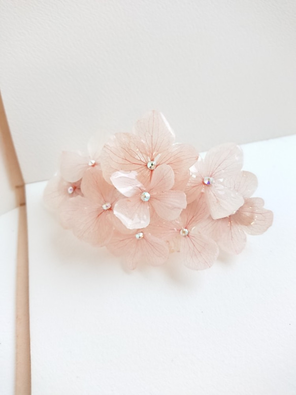 紫陽花ヒトフサ・桜色【バレッタLsize】 2枚目の画像