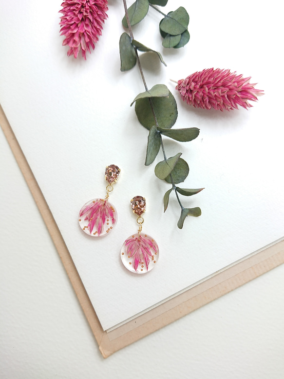 金絲雀種子·一個穿孔耳環【可換鈦金耳環/耳環】玫瑰 第2張的照片