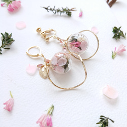 花園繡球花＆霞草 * Reika Sakura Peach [掉落，耳環，零件可以更換] 第6張的照片