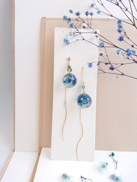 HanaTama花球土藍[耳環和零件多變] 第5張的照片