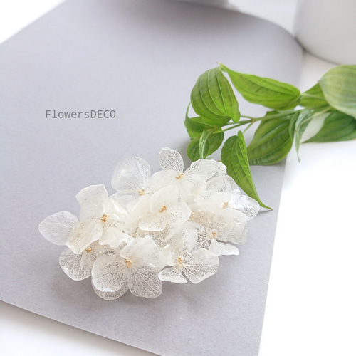 紫陽花ヒトフサ・純白色【バレッタMsize】 バレッタ FlowersDECO 通販 