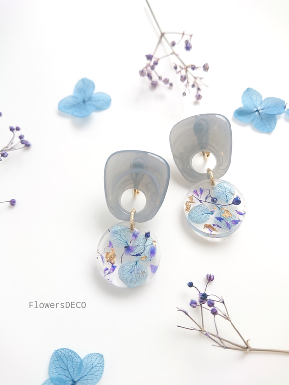 KOROKORO flowers  紫陽花&スターチス 桜色【ピアス・パーツ変更可】 6枚目の画像