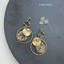 Flower Moon 紫陽花&かすみ草 白玉ホワイト【イヤリング・パーツ変更可】送料無料 3枚目の画像