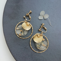 Flower Moon 紫陽花&かすみ草 白玉ホワイト【イヤリング・パーツ変更可】送料無料 5枚目の画像