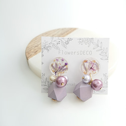 Pearl&Woods&Flowers Purple gradation【ピアス・パーツ変更可】 4枚目の画像