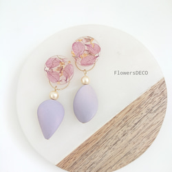 Pearl&Woods&Flowers  grape gradation【ピアス・パーツ変更可】2way 1枚目の画像