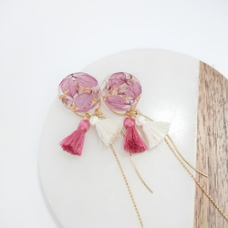 Tassel&Flowers  purple gradation【ピアス・パーツ変更可】2way 4枚目の画像