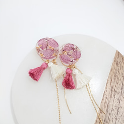 Tassel&Flowers  purple gradation【ピアス・パーツ変更可】2way 6枚目の画像