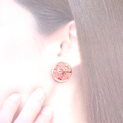 Marble Beads &Flowers  graypink color 2way 【ピアス・パーツ変更可】 4枚目の画像