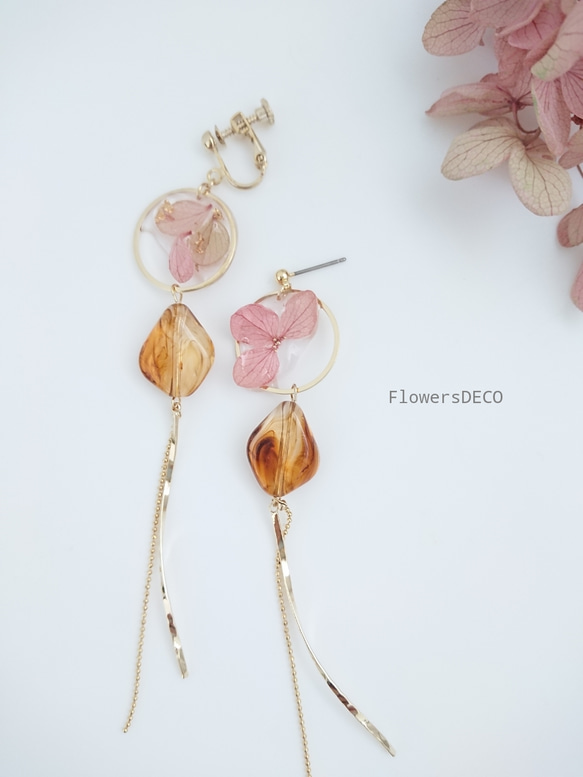 Flower&Petal beads ヴィンテージピンク【ピアス・パーツ変更可】 4枚目の画像