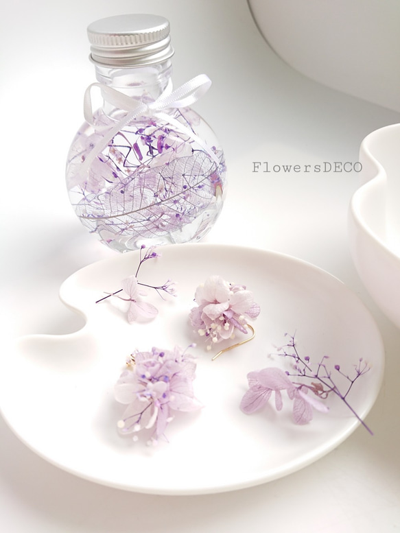 Flowers swag & Harbarium【ピアス・パーツ変更可】桜色グラデーション 10枚目の画像