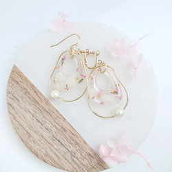 花筏 桜グラデーション Flowers & Cotton Pearl【ピアス・パーツ変更可】 6枚目の画像