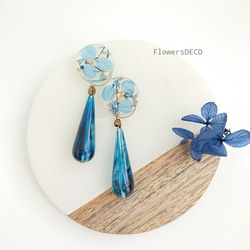 Drop Beads and Flower Beads  カナリー＆かすみ草【ピアス・パーツ変更可】翡翠色2way 9枚目の画像