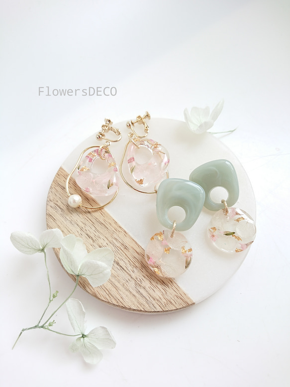 花筏&KOROKORO set 桜色 【ピアス・パーツ変更可】 1枚目の画像