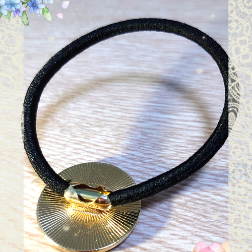 レジン ヘアゴム＊ ベージュ 透かしパーツ ハンドメイド
