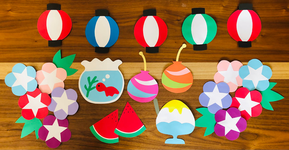 壁面飾り 夏まつり 朝顔 型紙 Saki's factory☆ 通販 12080167｜Creema