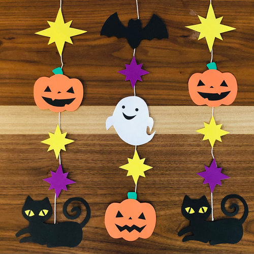 壁面飾り 秋 Halloweenガーランド 縦ver. 生地 Saki's factory☆ 通販