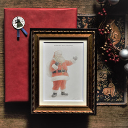 クリスマス】原画 彩色 鉛筆画 サンタクロース《額装なし》 絵画 小島