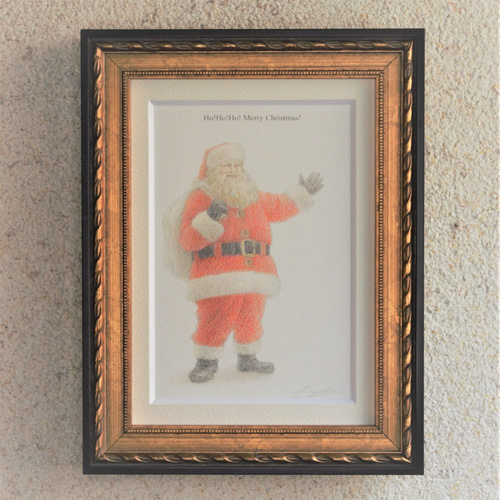 【原画】「サンタクロース」絵画 クリスマス】原画 彩色 鉛筆画 サンタクロース《額装なし》 絵画 小島