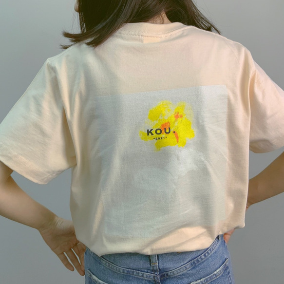FLOWER GRAPHICS & LOGO T-SHIRTS フラワープリントハイクオリティー半袖Tシャツ　ベージュ 1枚目の画像