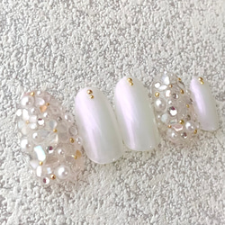 再販】ネイルチップ/埋め尽くし/クリアベース/キラキラ/シェル/花