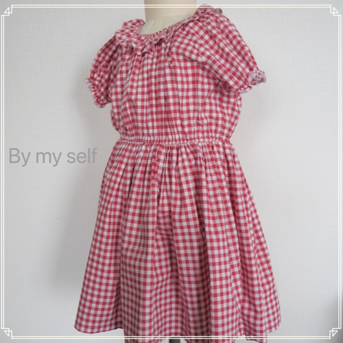 ぽんっと着れられる 赤いギンガムチェックのワンピース【サイズ 100cm