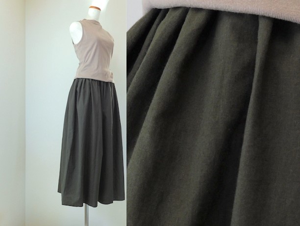 コットンリネンのガウチョパンツ・オリーブ