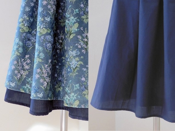 朝夕で早変わり! 気分も変わるリバーシブルスカート[フラワー][ネイビー]