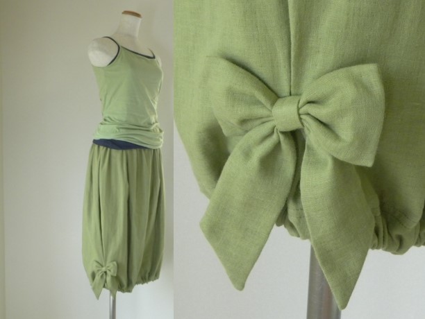 清く 涼しく 快適に～日本の夏におすすめ♪ やわらかダブルガーゼのハーフパンツ・リーフグリーン