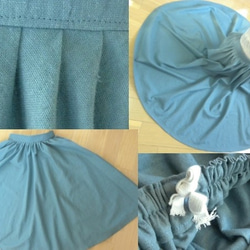 コットンリネンのフレアギャザースカート・スモーキーブルー 2枚目の画像