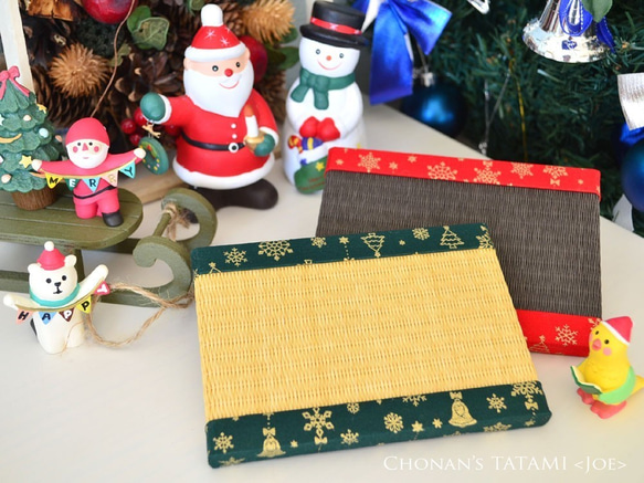 ラッピング無料クリスマスにぴったりなミニ畳（グリーン＆ゴールド） 4枚目の画像