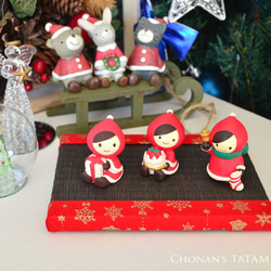 ラッピング無料クリスマスにぴったりなミニ畳（レッド＆ゴールド） 1枚目の画像
