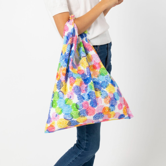 あずまトート～花菊～　綿100％　大きめサイズでエコバッグにも使える　あずま袋 3枚目の画像