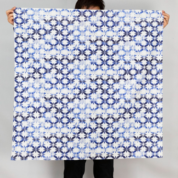 綿ふろしき　藍染～青葉（小）～　三巾　大判　100㎝　綿100％ 2枚目の画像