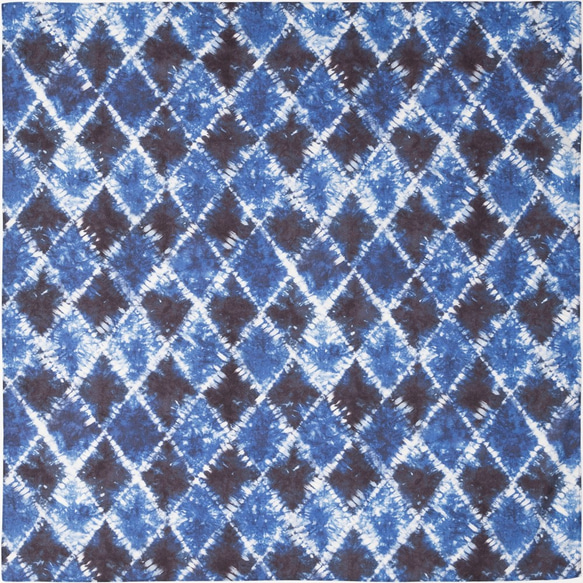 綿ふろしき　藍染～菱形～　三巾　大判　100㎝　綿100％ 1枚目の画像