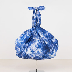 綿ふろしき　藍染～菊～　三巾　大判　100㎝　綿100％ 4枚目の画像