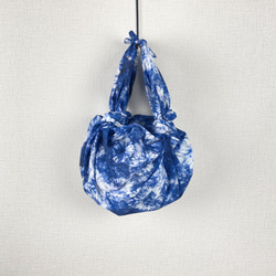 綿ふろしき　藍染～菊～　三巾　大判　100㎝　綿100％ 3枚目の画像