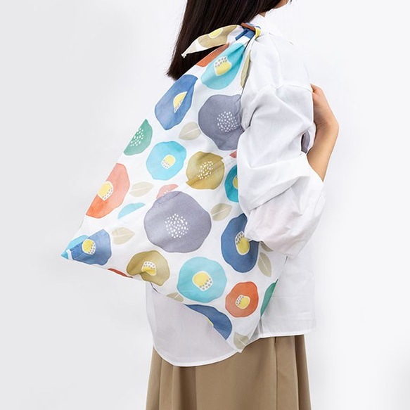 あずまトート～京椿～ 綿100％ 持ち手が長くてエコバッグにも使える